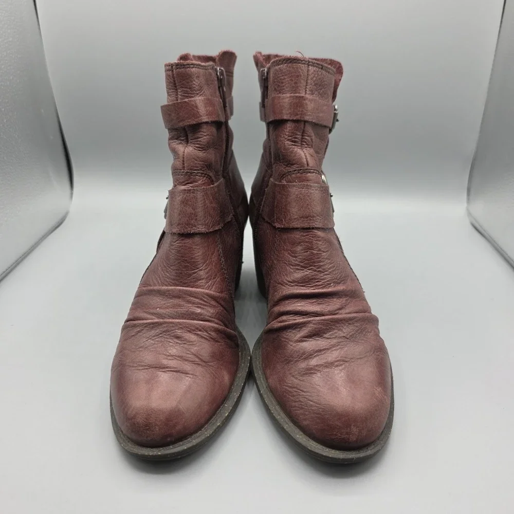Naya Virtue Boots Women 8 Oxblood Bordo Leather Ankle Western Boho Anthropologie